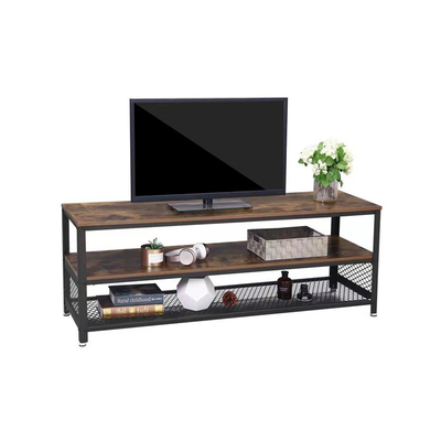 선반 저장과 3Tier 강철 MDF 어두운 나무 TV 받침대 내각 82 인치