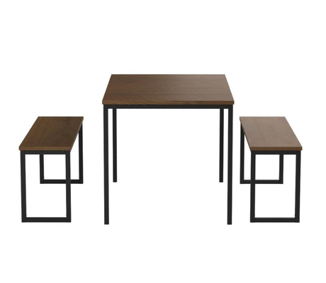 3 PC 부엌 구석 MDF는 2개 벤치로 디닝 테이블과 의자 세트를 나무로 덮습니다